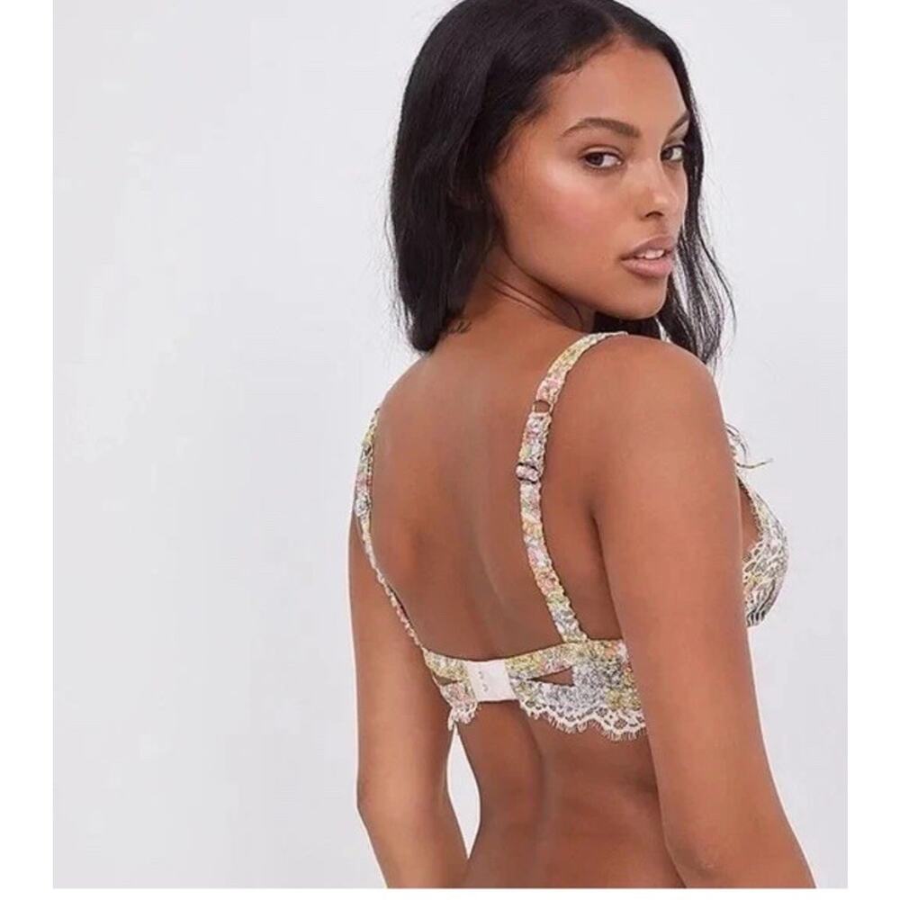 For Love And Lemons Esme Triangle Bralette Floral Lace Multicolor Size Small Bra - Picture 3 of 10